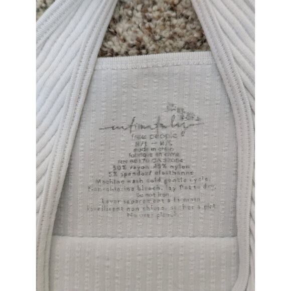 Intimately Free People White Cropped Top Ribbed Basic Capsule Women's M-L - Picture 7 of 8